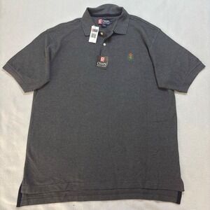 NWT Chaps Ralph Lauren Mens Large Dark Gray Short Sleeve Polo Shirt Embroidered